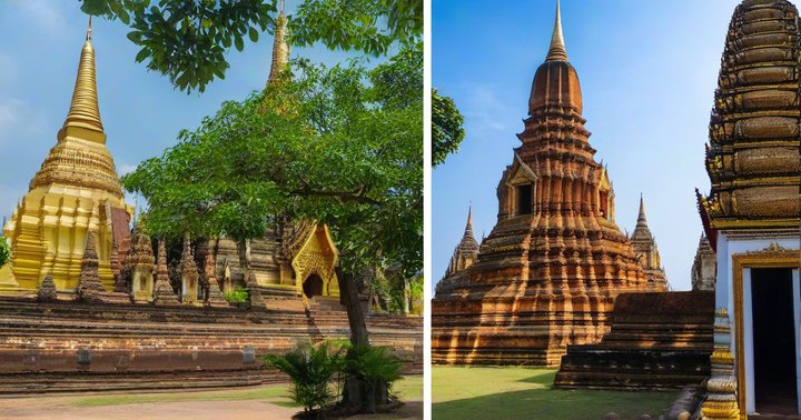 Temple ruins and river scenery on a Bangkok day tour